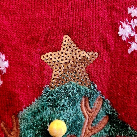 F&F Three Dimensional Reindeer Red Crew Neck Ugly Christmas Sweater Childs 3-4Y - Picture 6 of 10